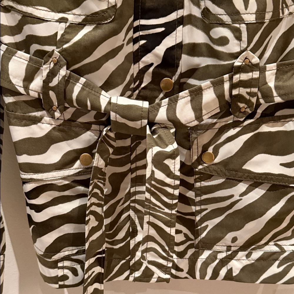 Jones New York Zebra Print Utility Jacket - Green and White - Picture 4 of 8